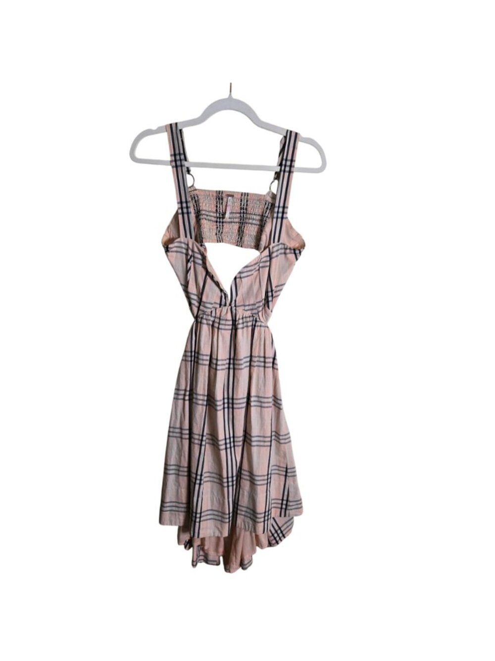 Free People Bridget Mini Dress A Line Cut Out Back Plaid Lined Size M - Picture 2 of 11